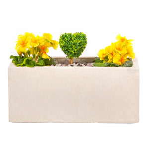 Small window box in Miami White with yellow flowers - Bay and Box