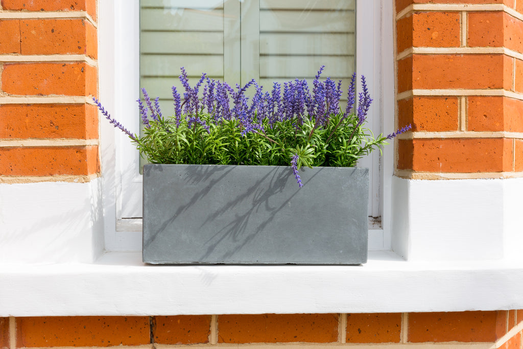 artificial lavender window box