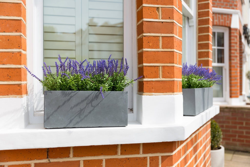 artificial lavender window box